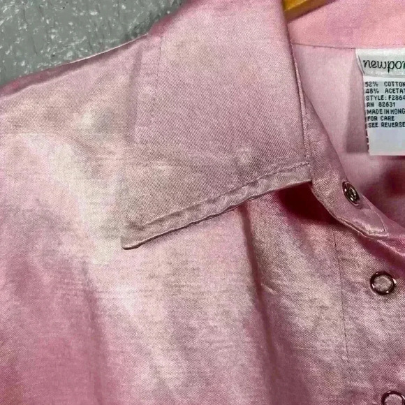 VINTAGE Newport News Silky Button Up Pajama Style Oversized Blouse Women Small - Picture 11 of 12